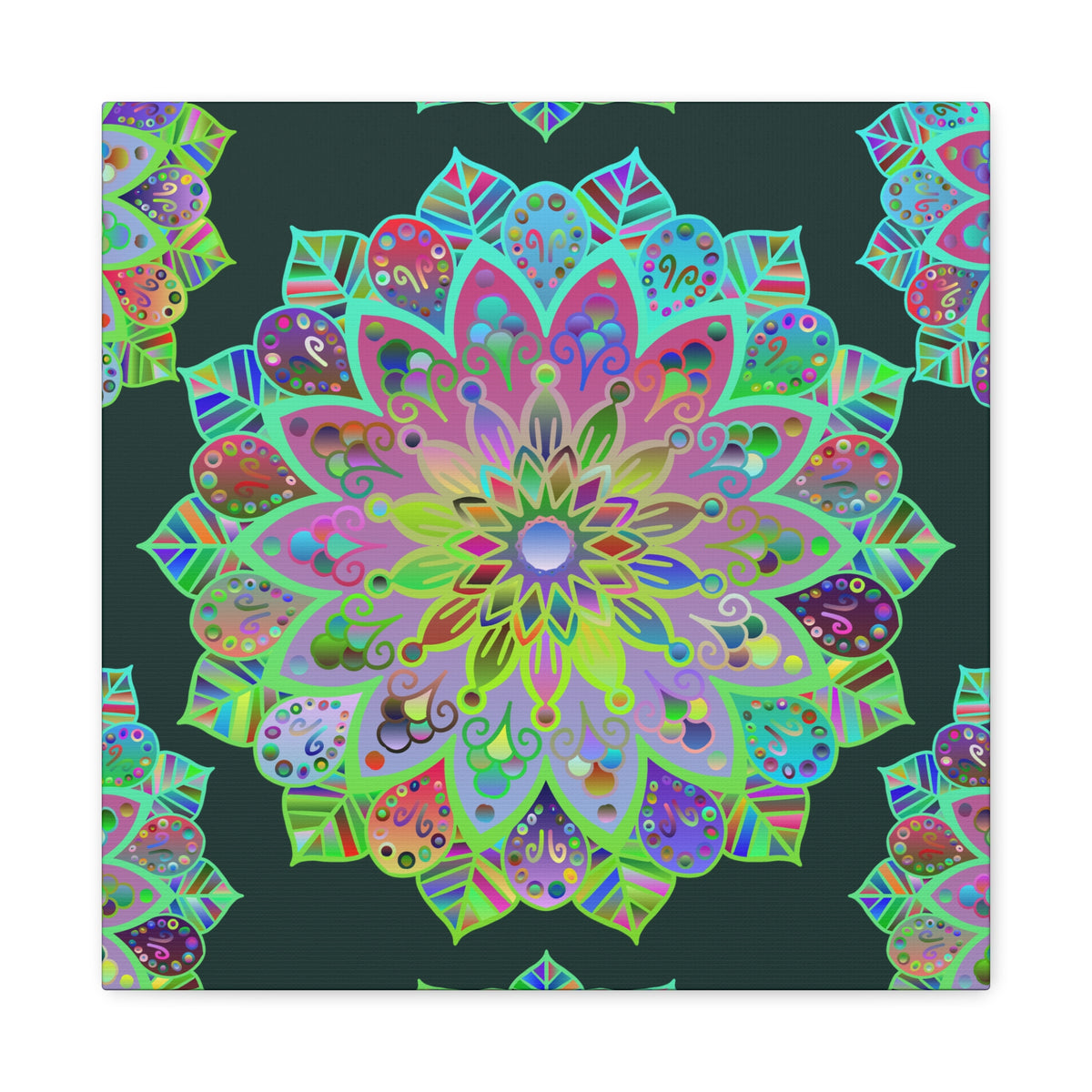 Vibrant Mandala Matte Canvas Wall Art — Colorful Floral Boho Stretched Print