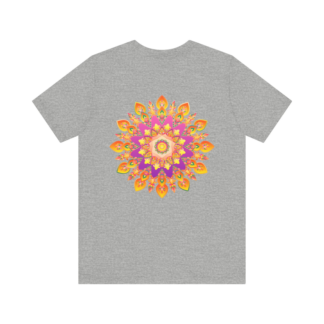 Vibrant mandala t-shirt featuring intricate design and vibrant colors promoting peace and harmony in a stylish and comfortable fashion