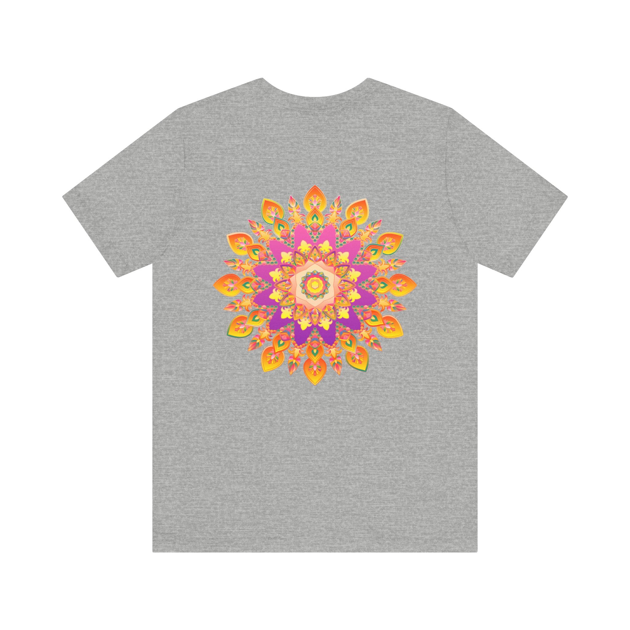 Vibrant mandala t-shirt featuring intricate design and vibrant colors promoting peace and harmony in a stylish and comfortable fashion