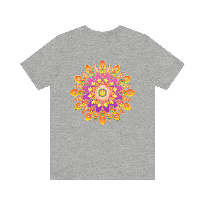 Vibrant mandala t-shirt featuring intricate design and vibrant colors promoting peace and harmony in a stylish and comfortable fashion