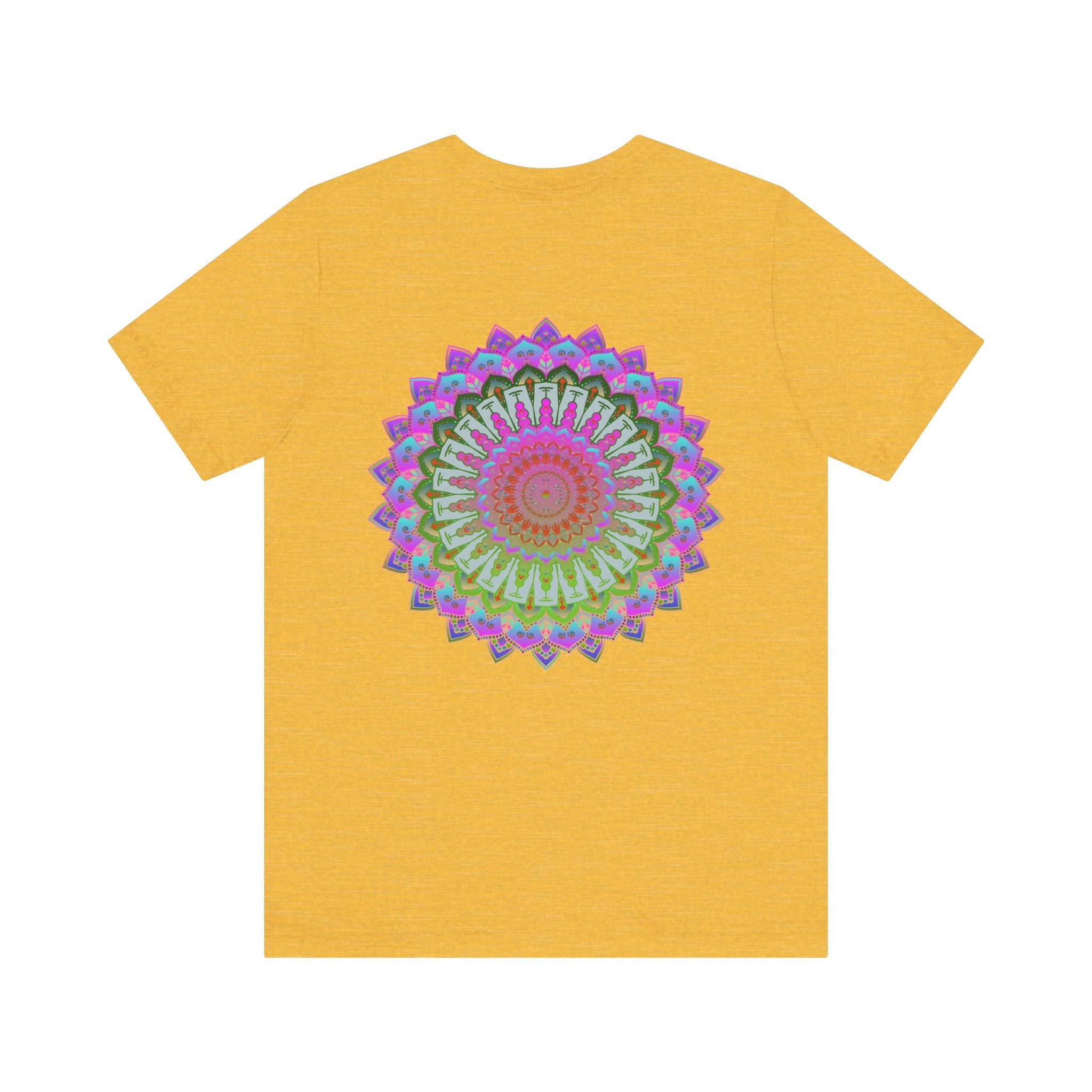 Colorful and intricate mandala design tee promoting spiritual peace and harmony