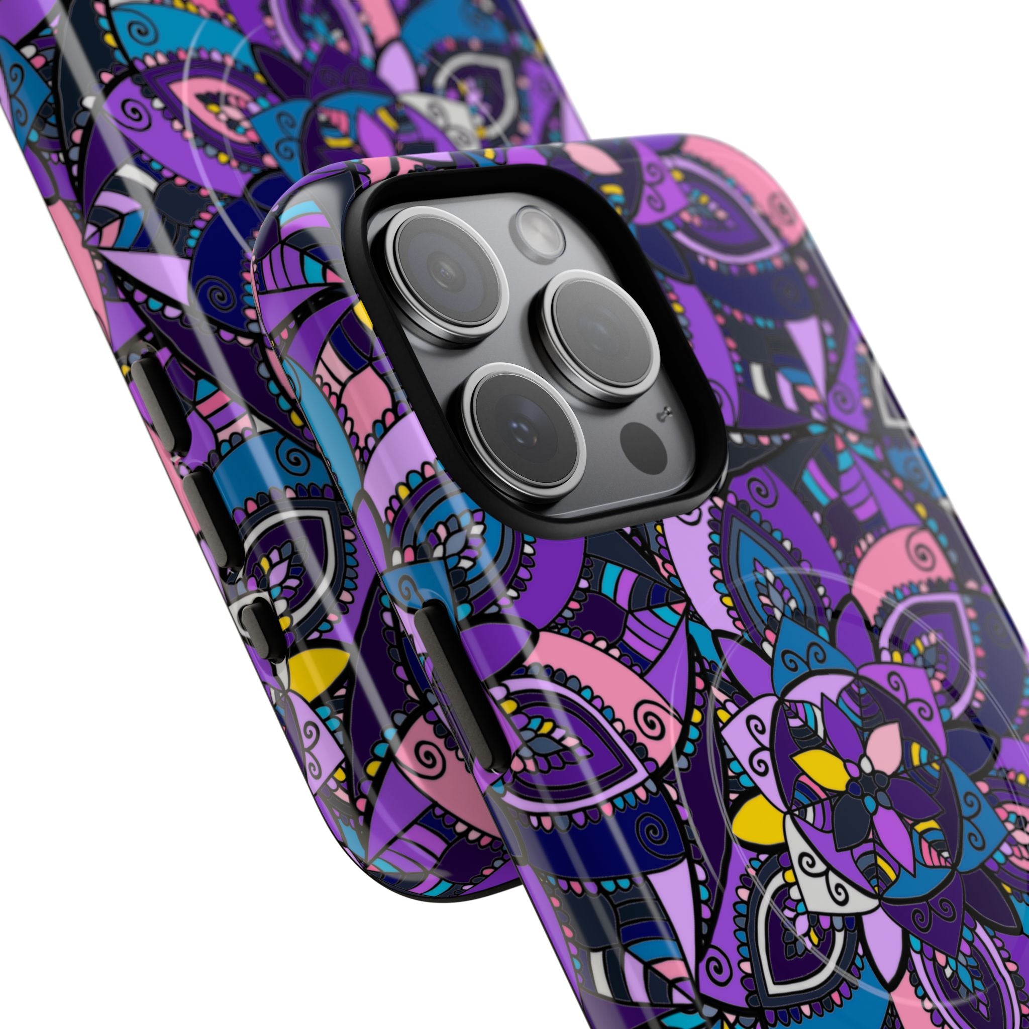 Magnetic Phone Case — Purple Mandala Floral Tough Case