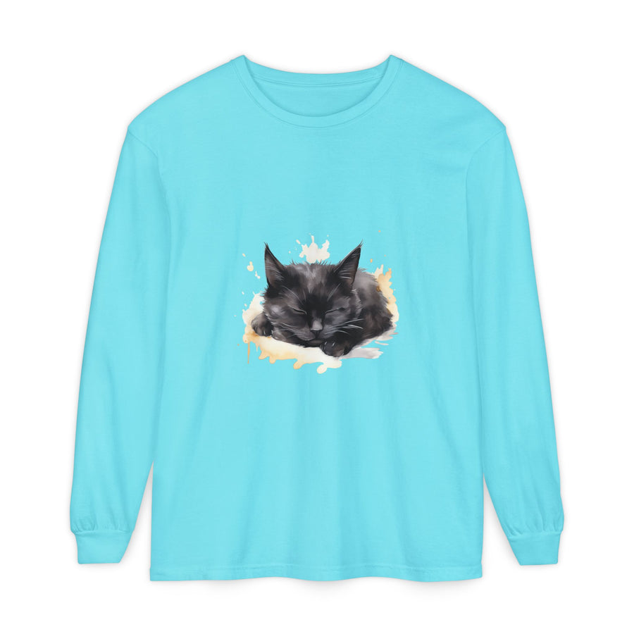 Full Sleeve Tee | Sleepy Cat Watercolor