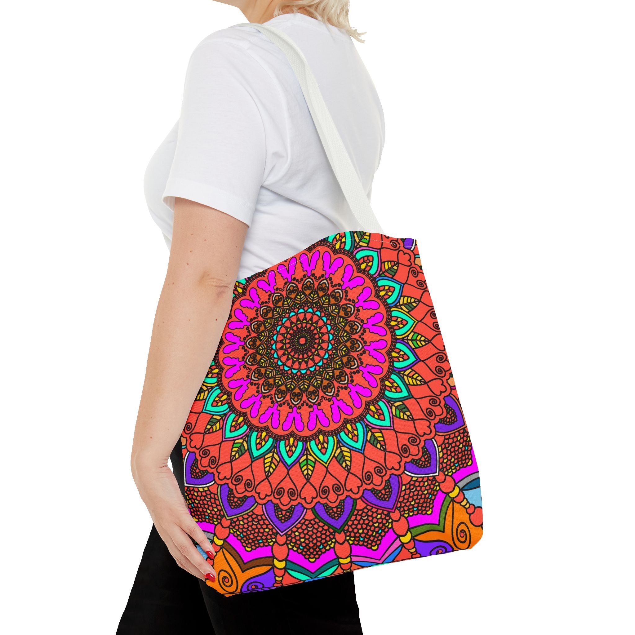 Borsa tote con mandala colorati – Stampa all-over in stile boho psichedelico