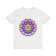 Colorful Mandala Flower T-Shirt featuring intricate spiritual art design inspired by nature and traditional symbolism