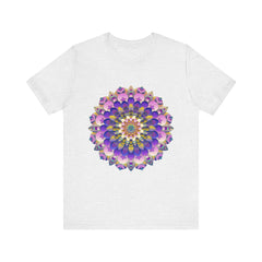 Colorful Mandala Flower T-Shirt featuring intricate spiritual art design inspired by nature and traditional symbolism