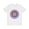 Colorful Mandala Flower T-Shirt featuring intricate spiritual art design inspired by nature and traditional symbolism