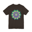 A beautifully designed vibrant mandala tee representing spiritual peace and harmony