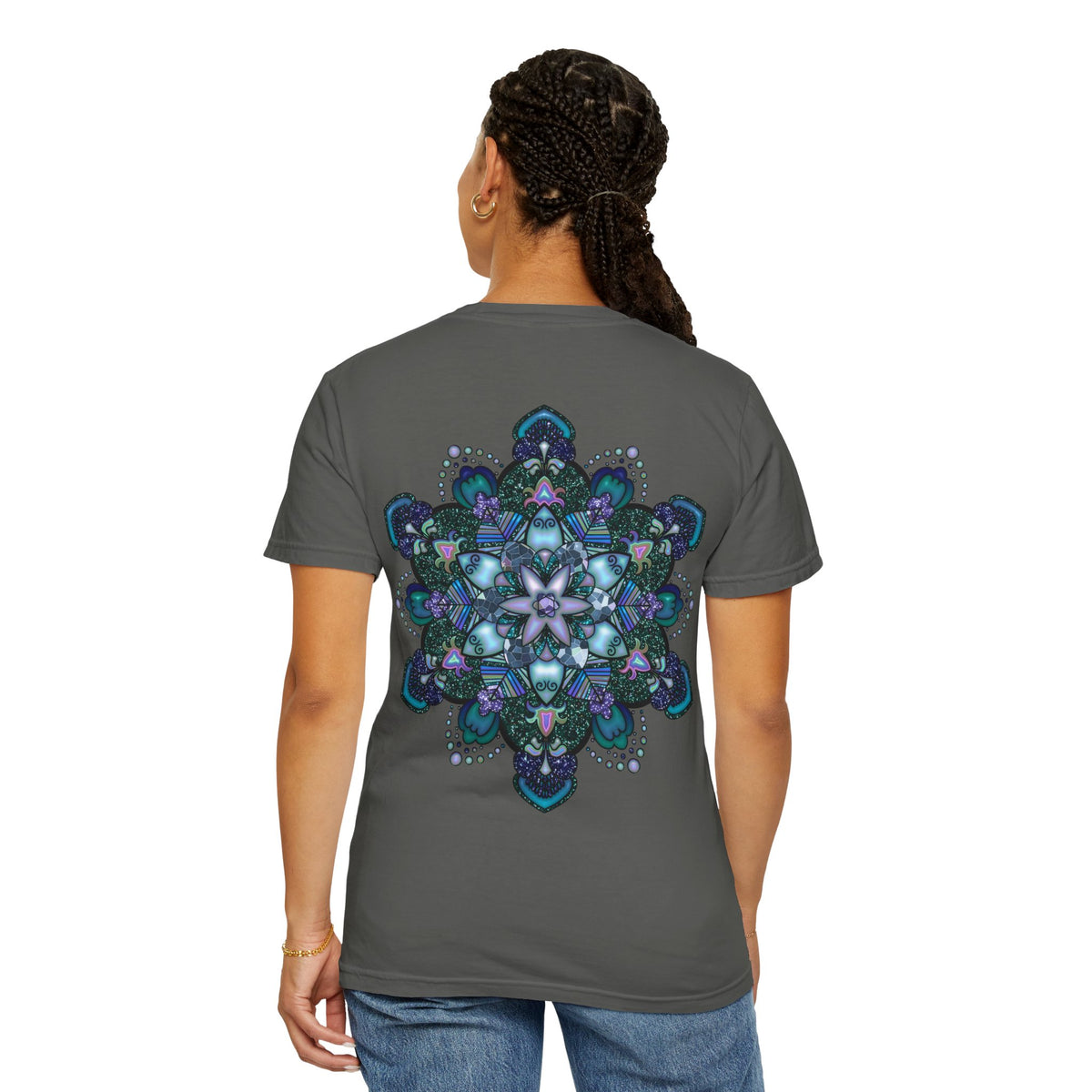 Mandala T-Shirt – Blue Purple Boho Geometric Floral Design