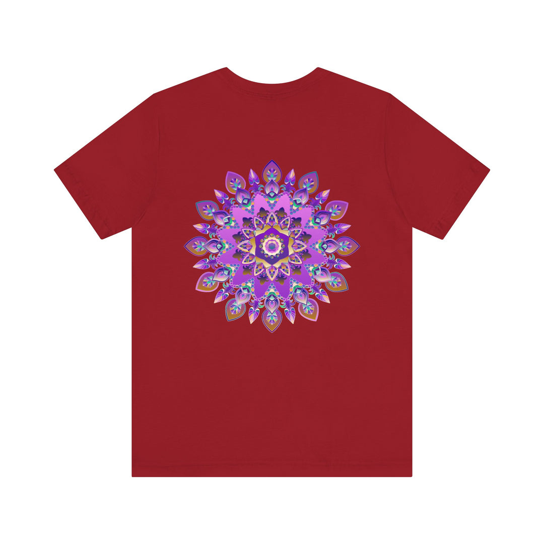 Vibrant and intricate purple mandala design t-shirt representing spiritual peace and harmony for a stylish and meaningful fashion statement