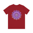 Vibrant and intricate purple mandala design t-shirt representing spiritual peace and harmony for a stylish and meaningful fashion statement