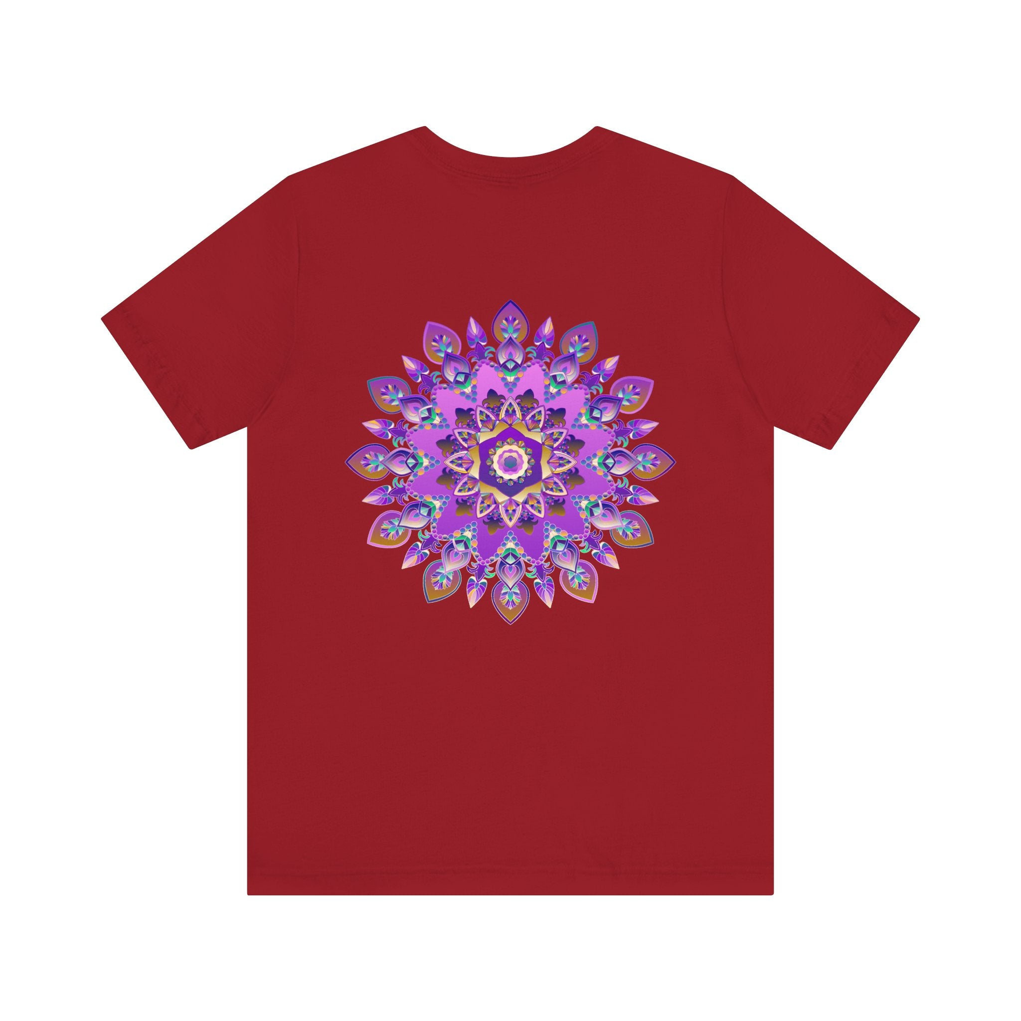 Vibrant and intricate purple mandala design t-shirt representing spiritual peace and harmony for a stylish and meaningful fashion statement