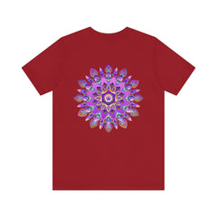 Vibrant and intricate purple mandala design t-shirt representing spiritual peace and harmony for a stylish and meaningful fashion statement