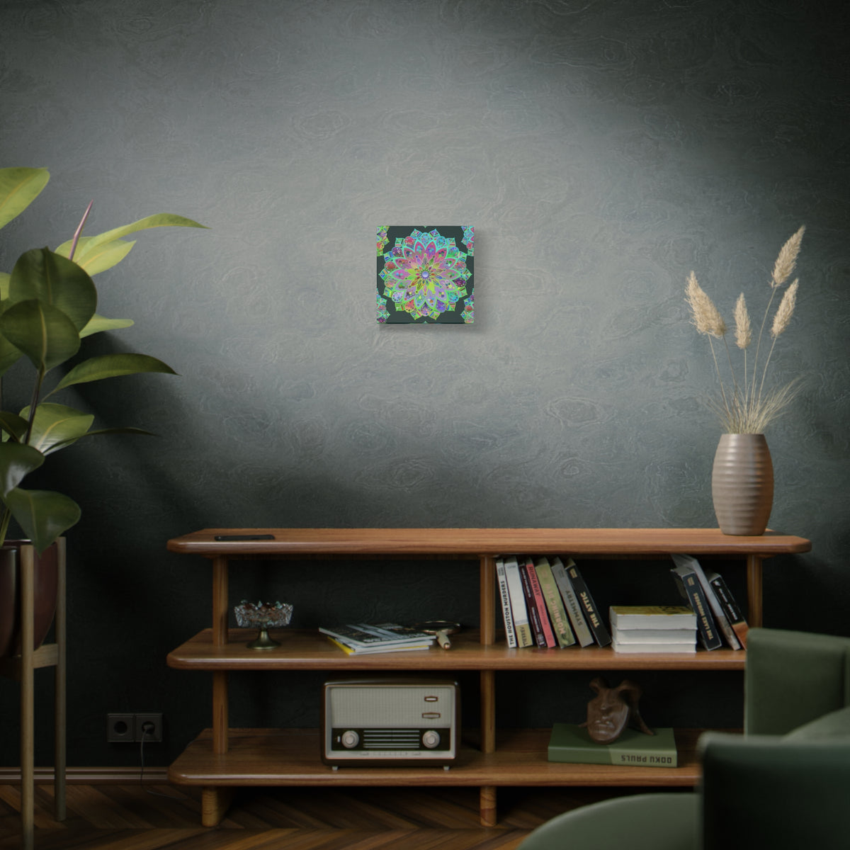 Vibrant Mandala Matte Canvas Wall Art — Colorful Floral Boho Stretched Print