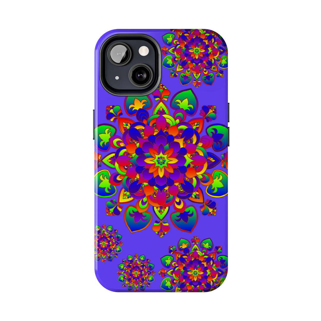 Hand-drawn mandala rainbow design phone case for stylish device protection