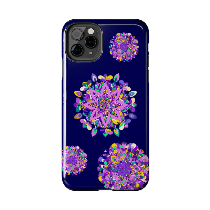 Hand drawn mandala art purple shades phone case, durable and shock absorbent for ultimate protection and style