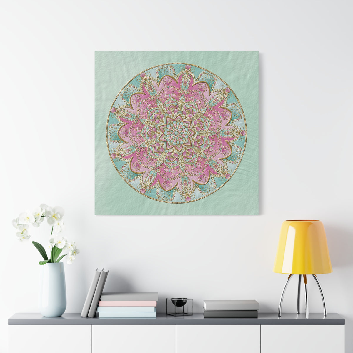 Pastel Pink Mandala Canvas Wall Art