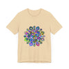 Vibrant and colorful mandala design t-shirt with intricate and detailed art