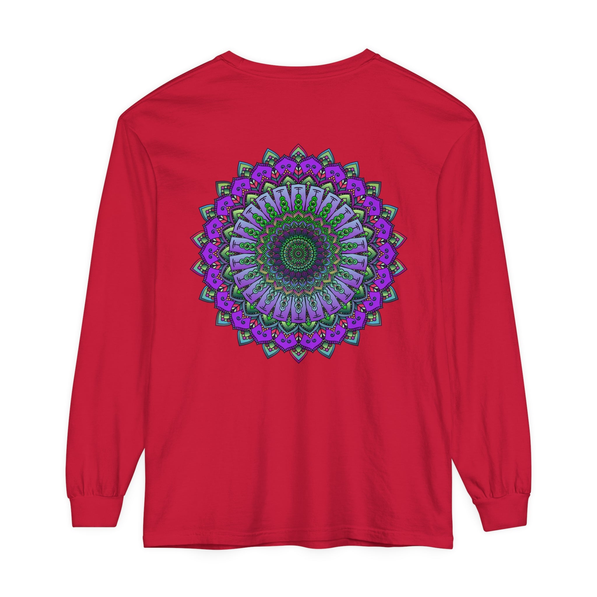 Intricate Mandala Unisex Long Sleeve T-Shirt with colorful and detailed design