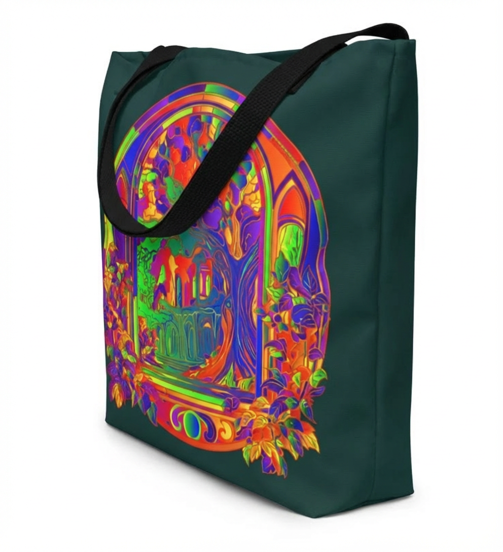 Mystical Nature Mandala Tote Bag in Rich Jewel Tones