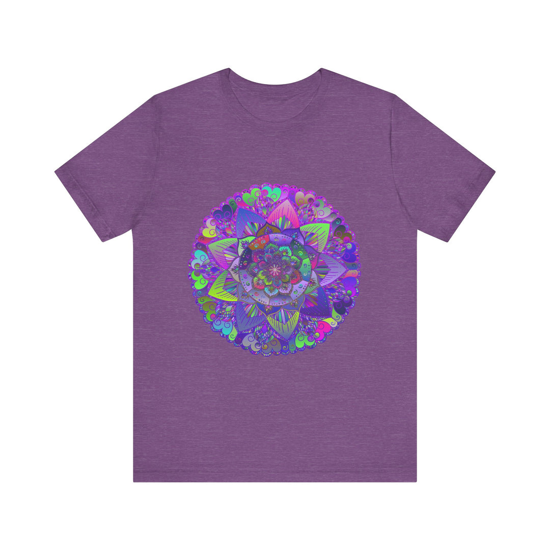 Vibrant and detailed psychedelic mandala t-shirt with intricate colorful design