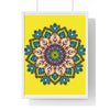 Vertical framed poster featuring a hand-drawn yellow mandala, perfect for mindfulness and yoga practice