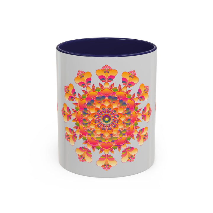 Mandala Art Mug featuring Vibrant Floral Pattern in Red, Yellow, and Blue