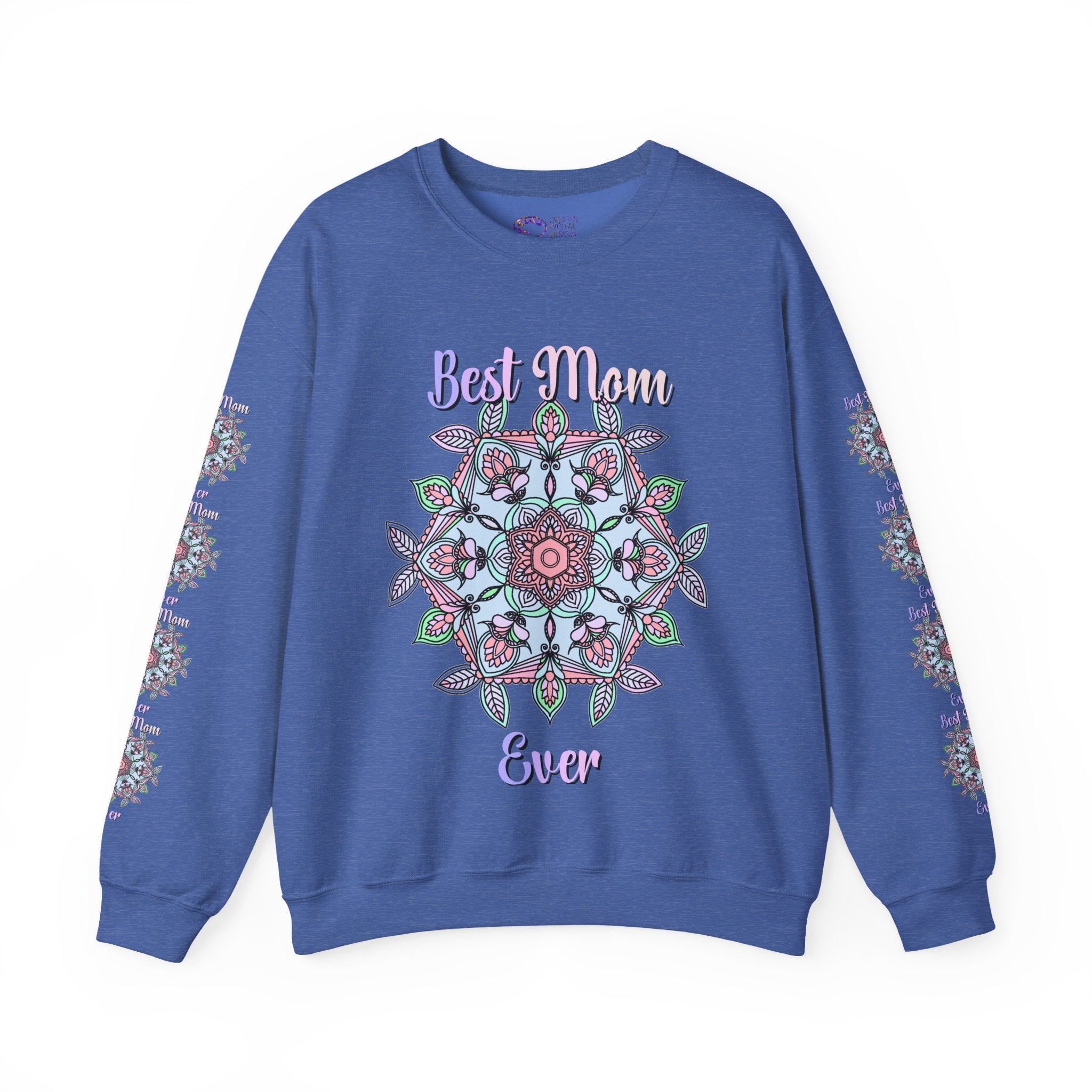 Mandala Art Crewneck Sweatshirt Celebrating Moms in Soft Hues