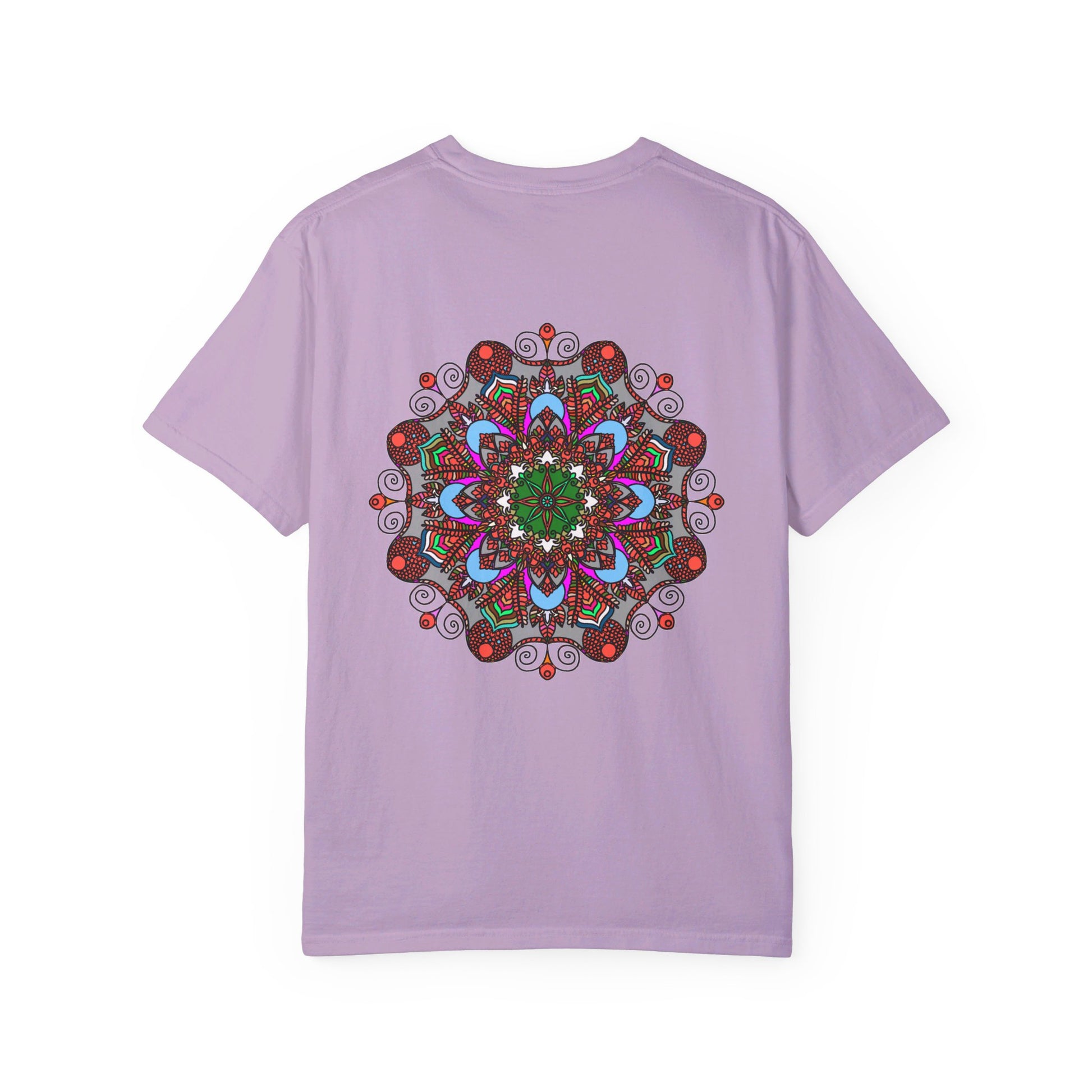 Unisex Mandala T-Shirt made from 100% Ring-Spun Cotton, featuring Hand-Drawn Mandala Art and Garment-Dyed for Extra Comfort