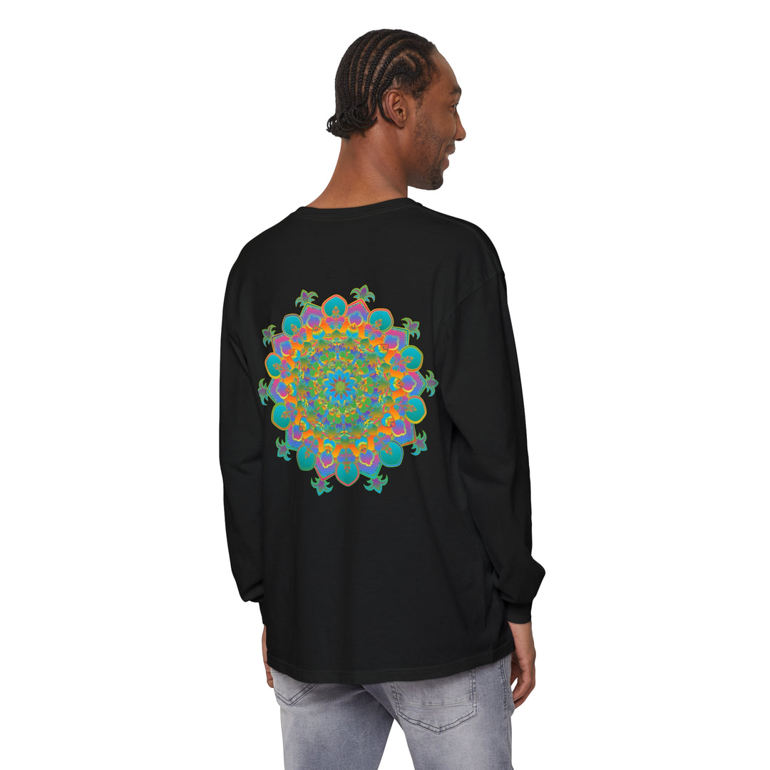 Colorful, intricate mandala design long sleeve t-shirt for both men and women