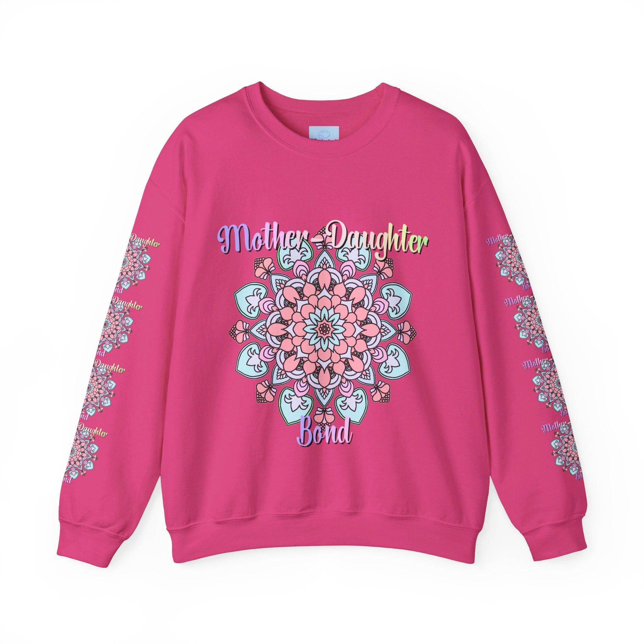 Mother and daughter embracing on a cozy unisex crewneck sweatshirt, perfect birthday gift for Mom