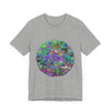 A vibrant and colorful mandala tee with psychedelic patterns and intricate details