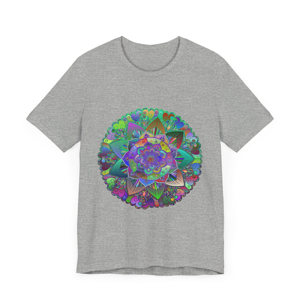 A vibrant and colorful mandala tee with psychedelic patterns and intricate details