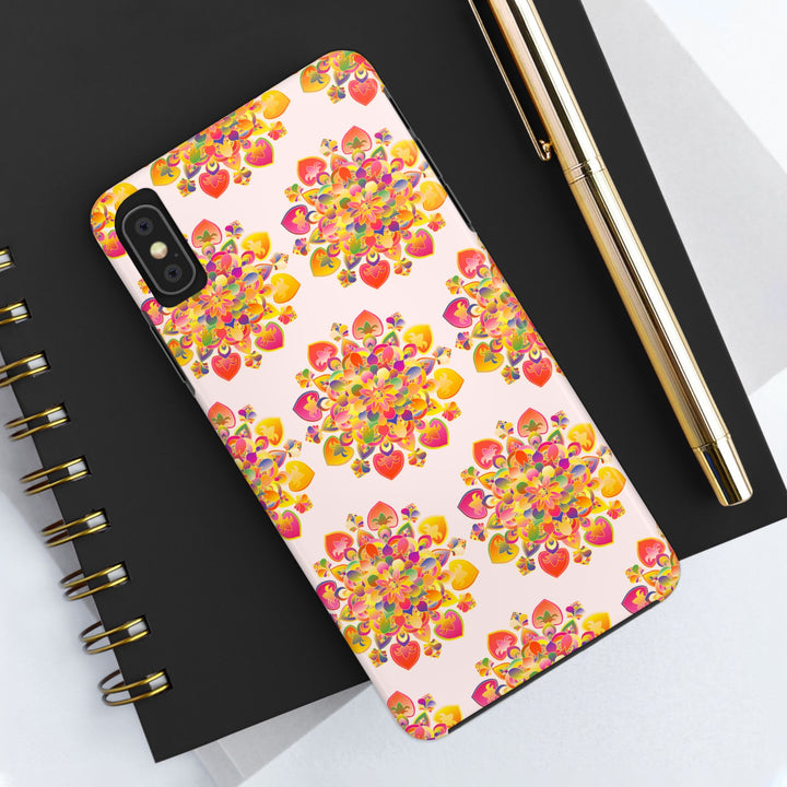 Phone Case - Hand-Drawn Mandala Art - Light Pink Long Description 31