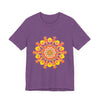 Vibrant Mandala Tee featuring a colorful and intricate design in shades of blue, pink, yellow, and green, perfect for adding a pop of color to your wardrobe