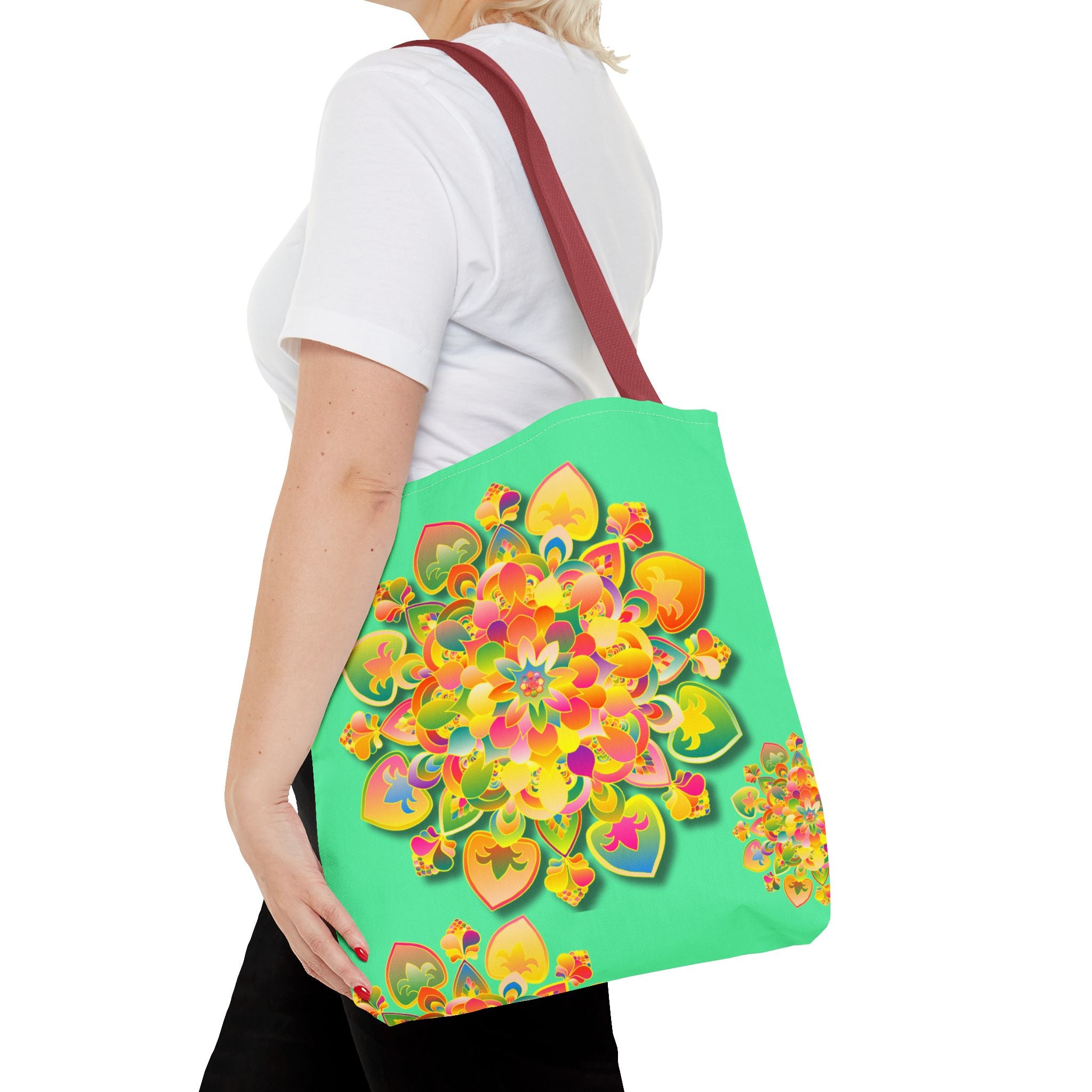Floral Mandala Tote Bag — Bright Tropical Green All-Over Print