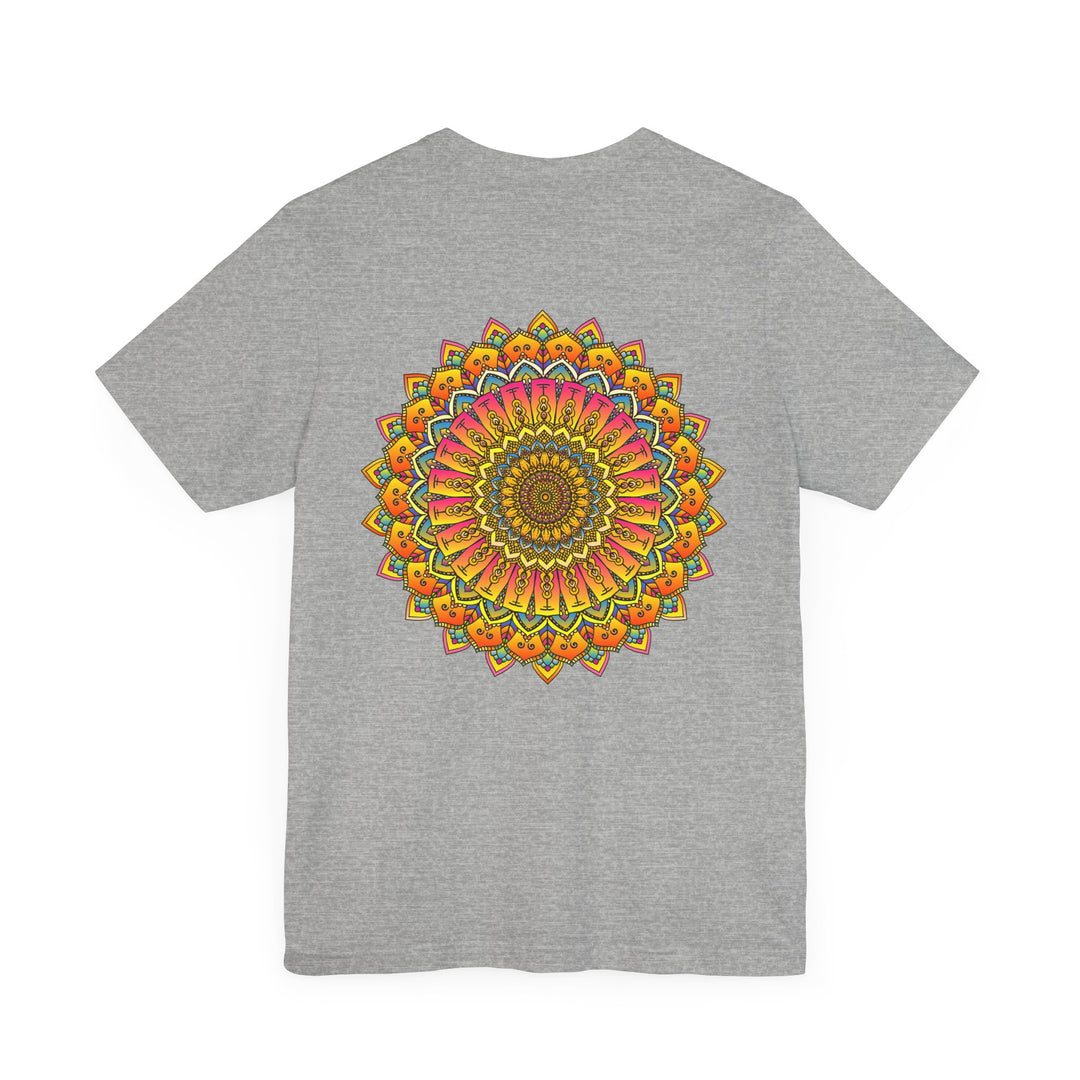 A beautiful colorful mandala pattern tee shirt representing spiritual peace and harmony