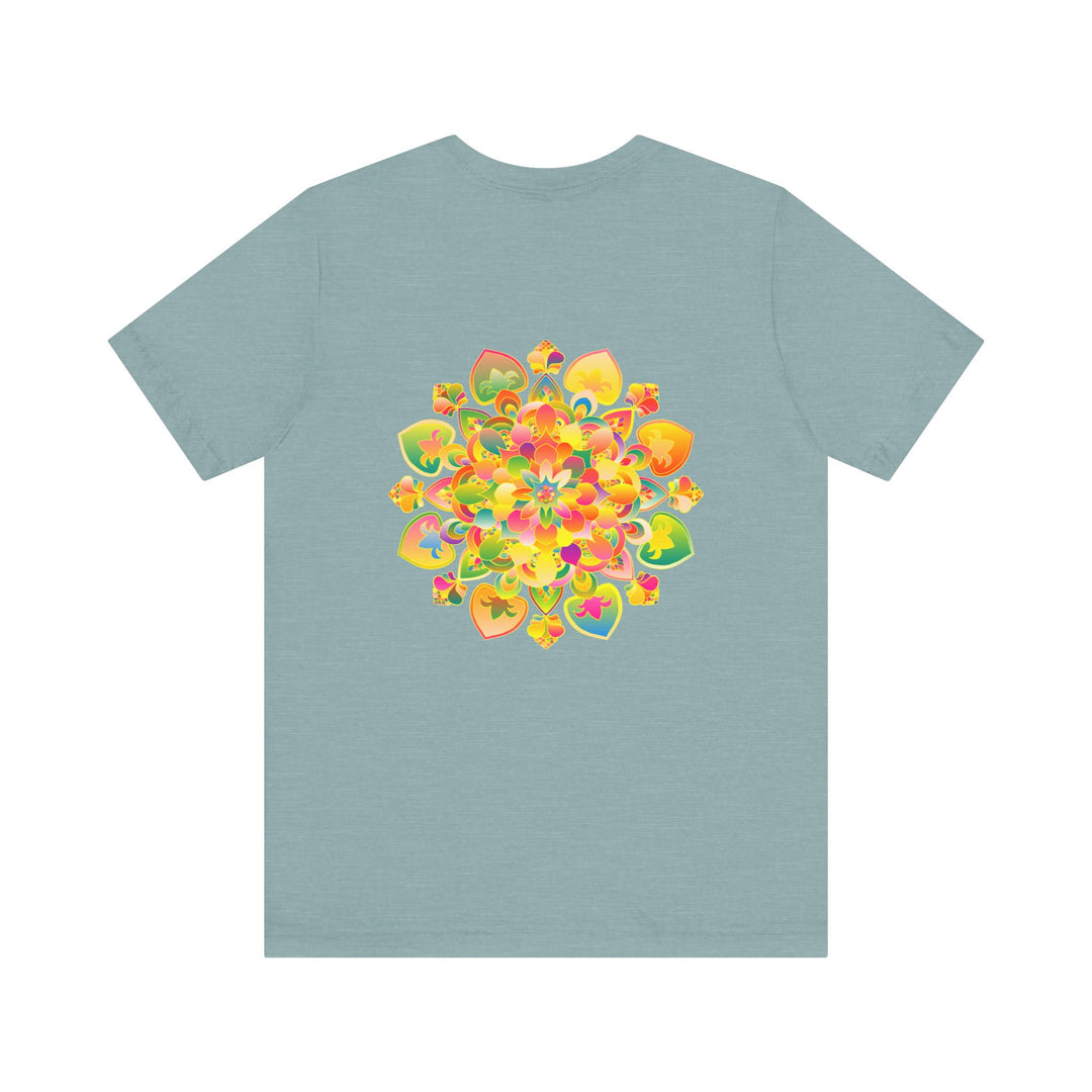 Vibrant Mandala Tee featuring intricate spiritual design for peace and harmony