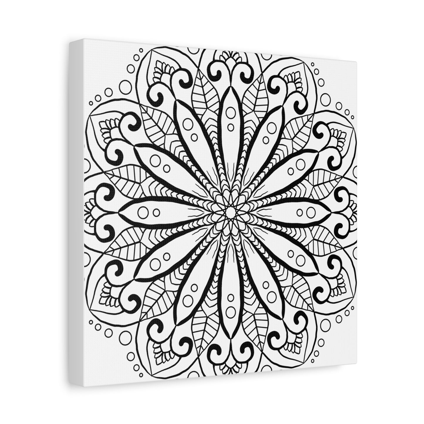 Black & White Mandala Art on Matte Canvas for Wall Decor