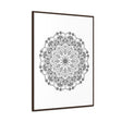Handmade black and white mandala art on gallery canvas wraps in vertical frame