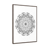 Handmade black and white mandala art on gallery canvas wraps in vertical frame