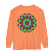 Vibrantly colored mandala design featured on a unisex long sleeve t-shirt