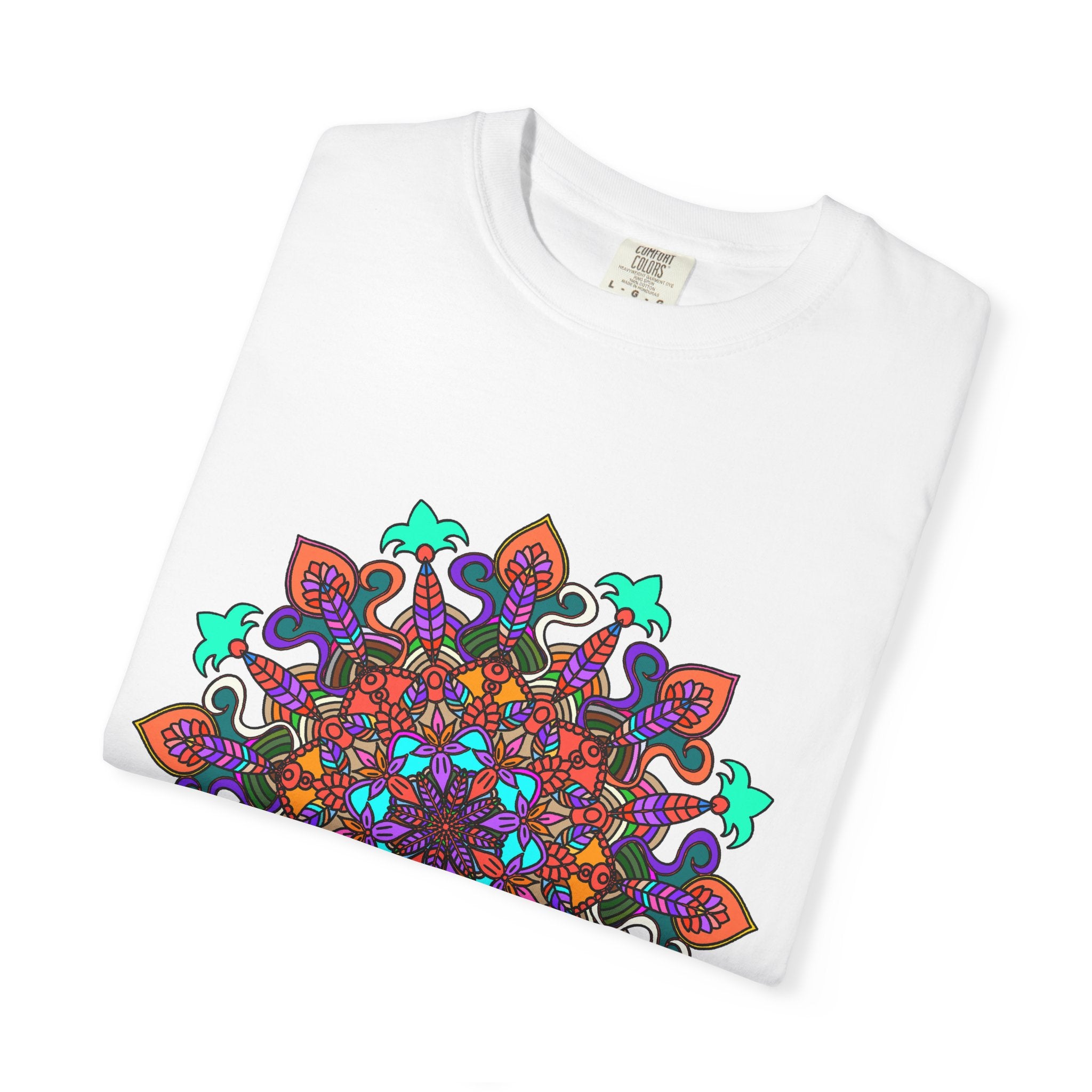 T-shirt con disegno mandala fatto a mano - 100% cotone