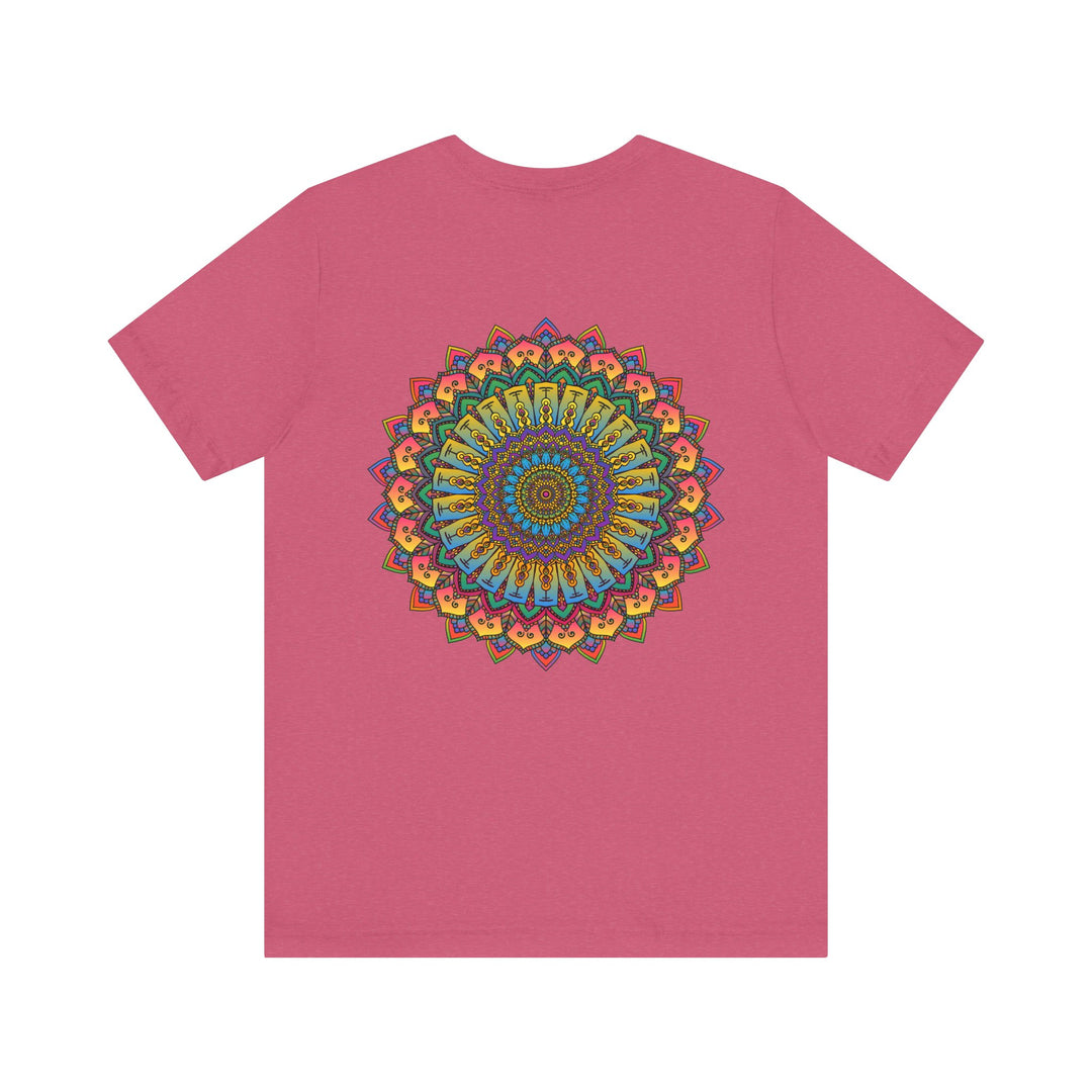 Colorful Mandala tee featuring intricate design, promoting spiritual peace and harmony