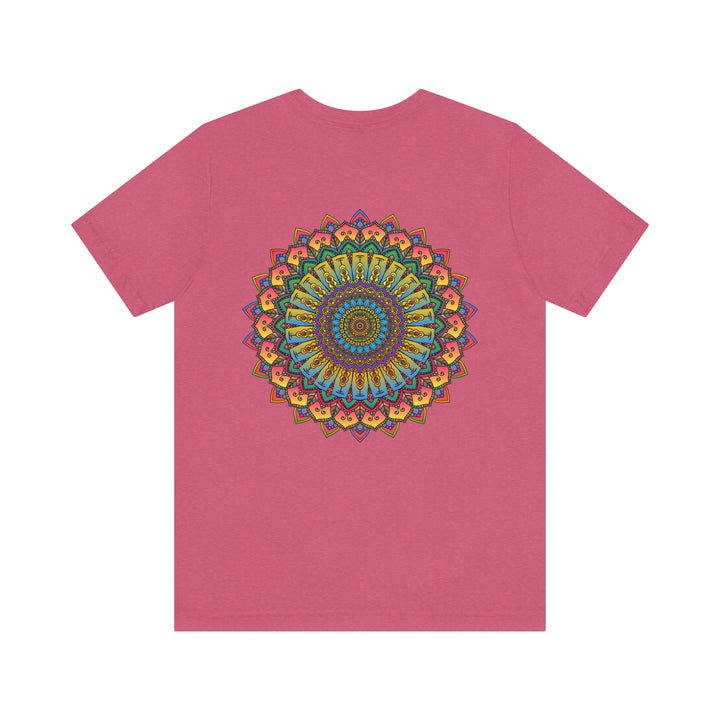 Colorful Mandala tee featuring intricate design, promoting spiritual peace and harmony