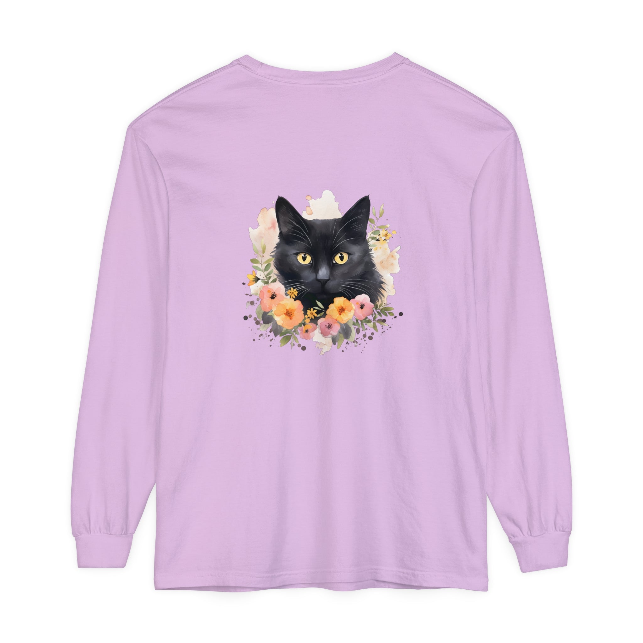 Black Cat Floral Portrait Unisex T-Shirt featuring a beautiful feline design