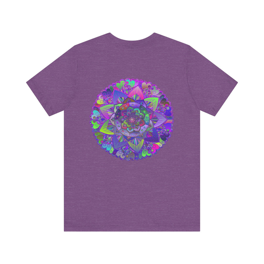 A stunning vibrant mandala tee, representing spiritual peace and harmony through intricate and colorful design