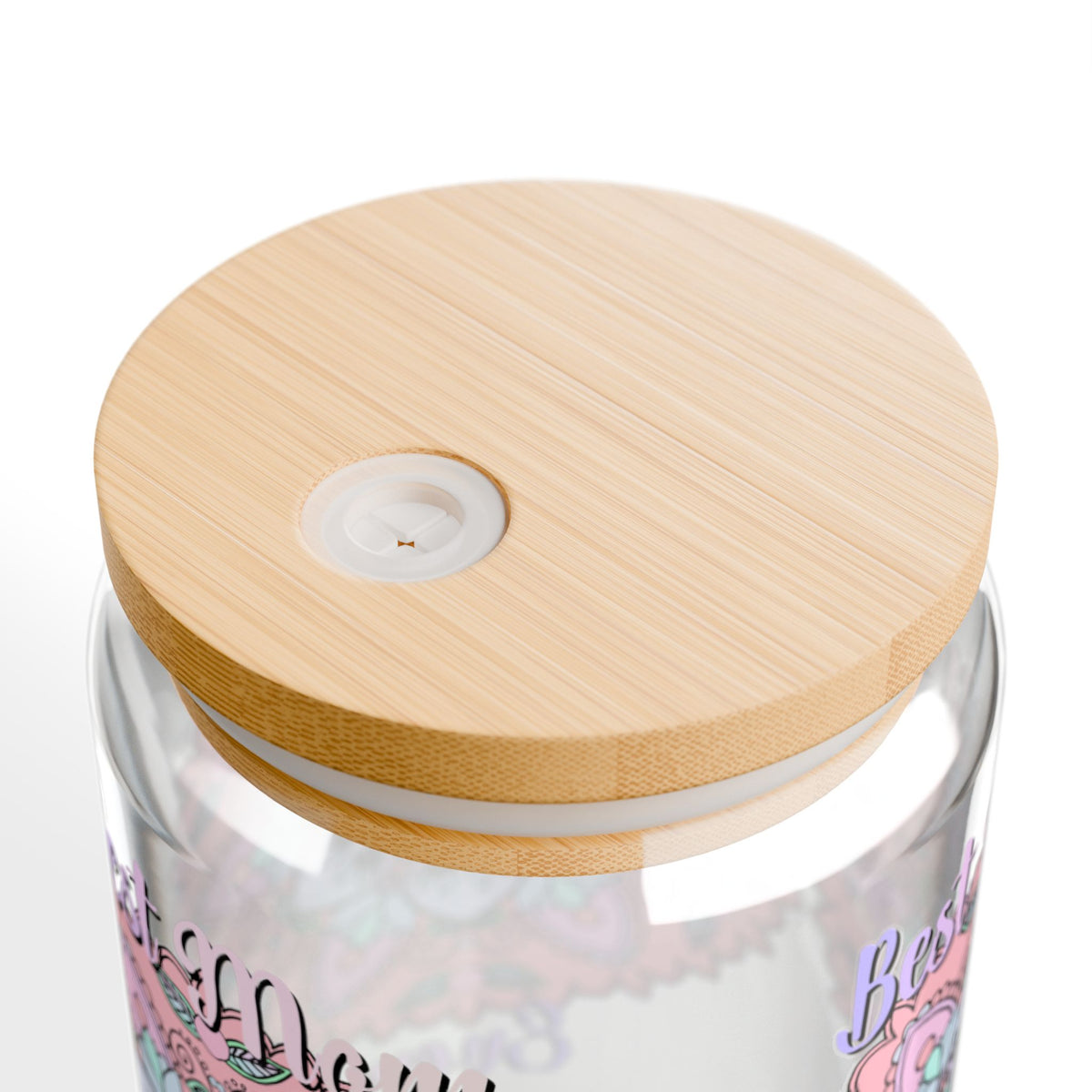 Mandala 'Best Mom Ever' 16oz Sipper Glass with Bamboo Lid