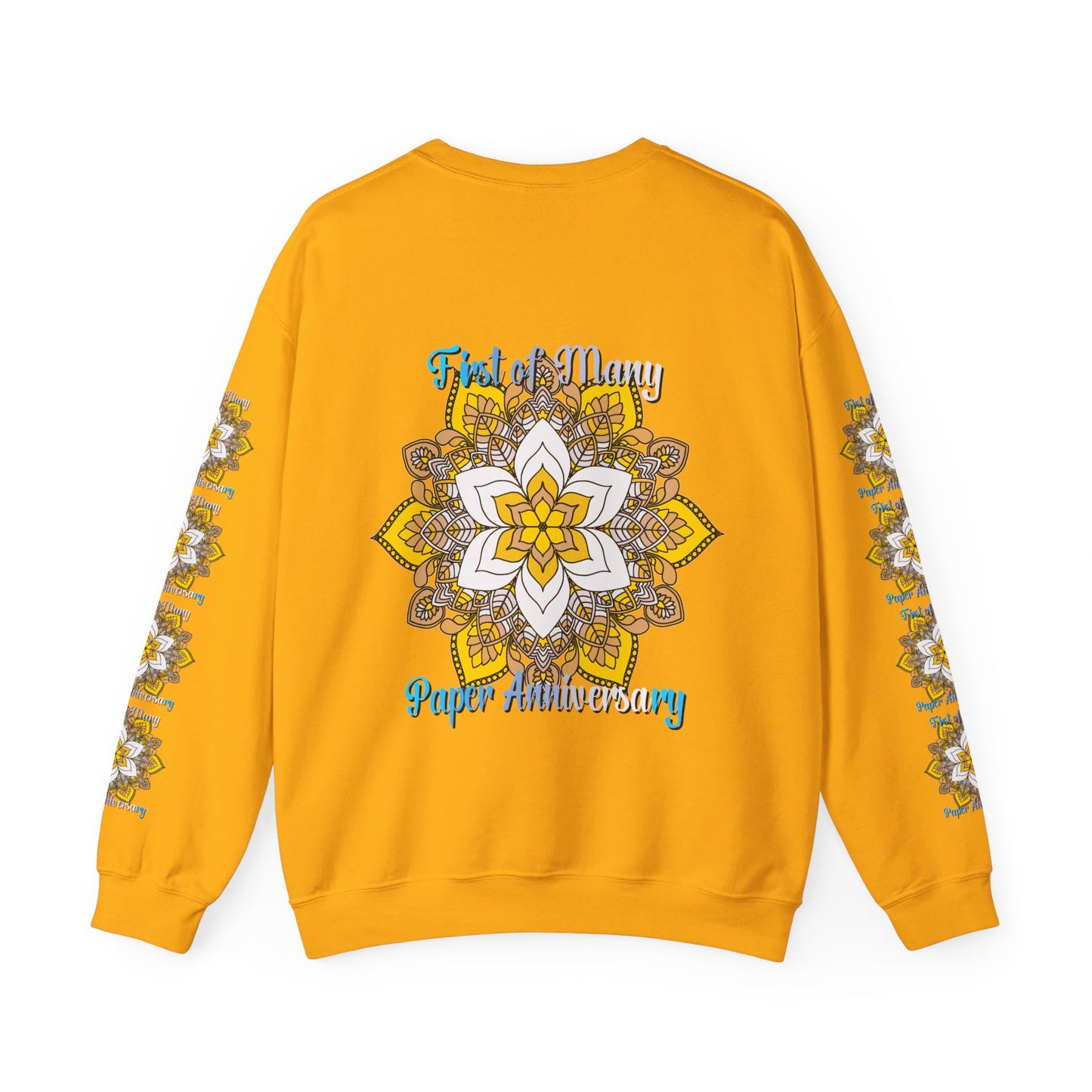 Handcrafted crewneck sweatshirt adorned with a colorful and intricate mandala pattern