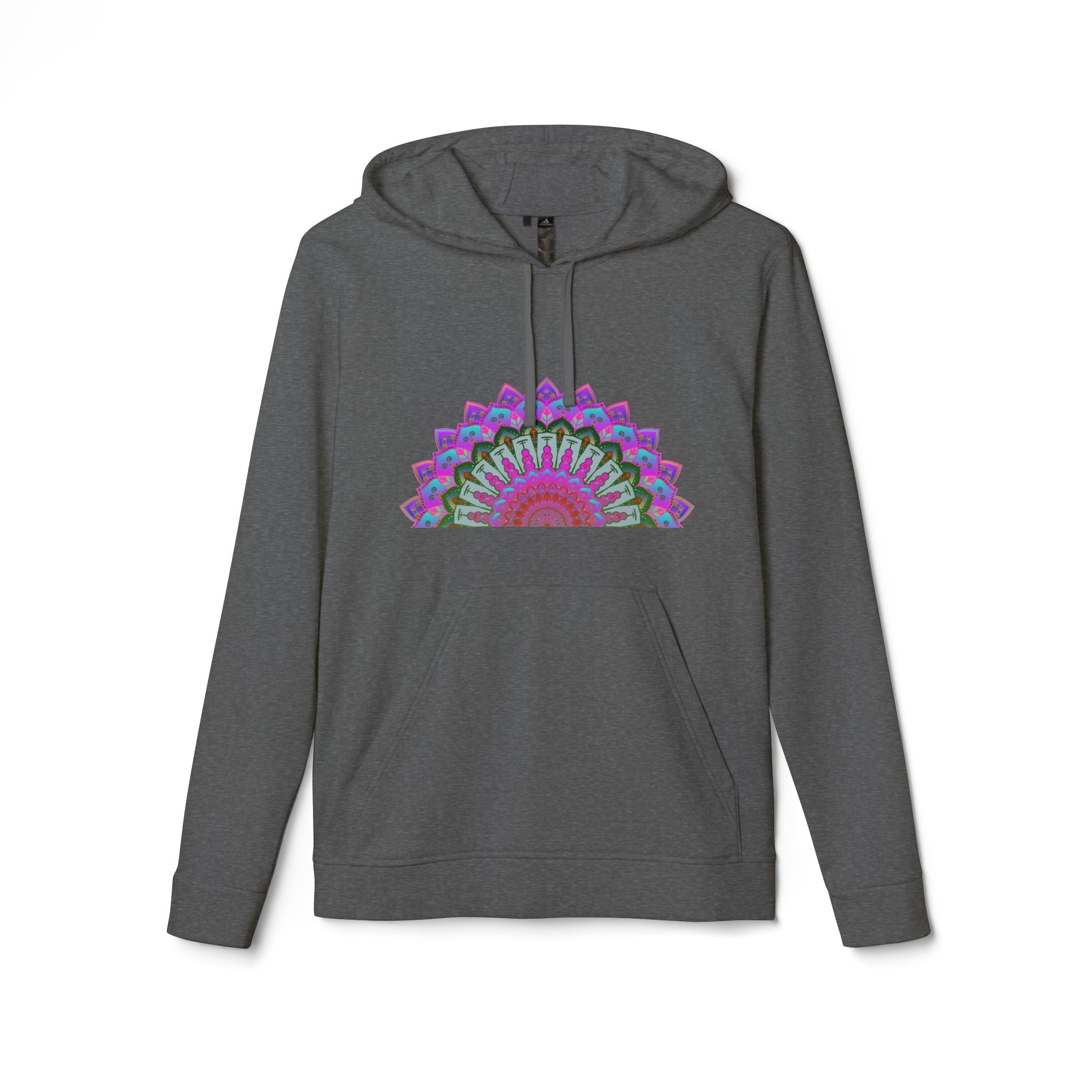 Blululi Adidas Mandala Fleece Hoodie in blue with intricate mandala design on the front, perfect for cozy and stylish winter wear